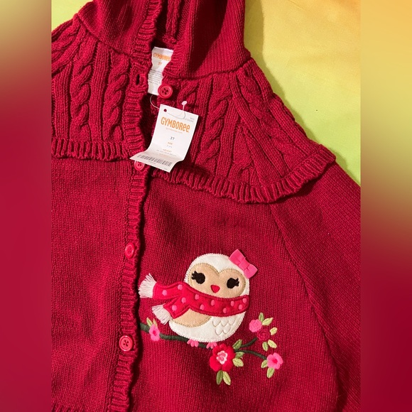 Adorable Gymboree 3T dark red maroon owl capelet with buttons for arms New tags - Picture 3 of 3